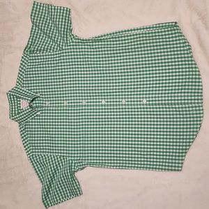 Brooks Brothers Short-sleeved Green and White Gingham Button-down Size Medium